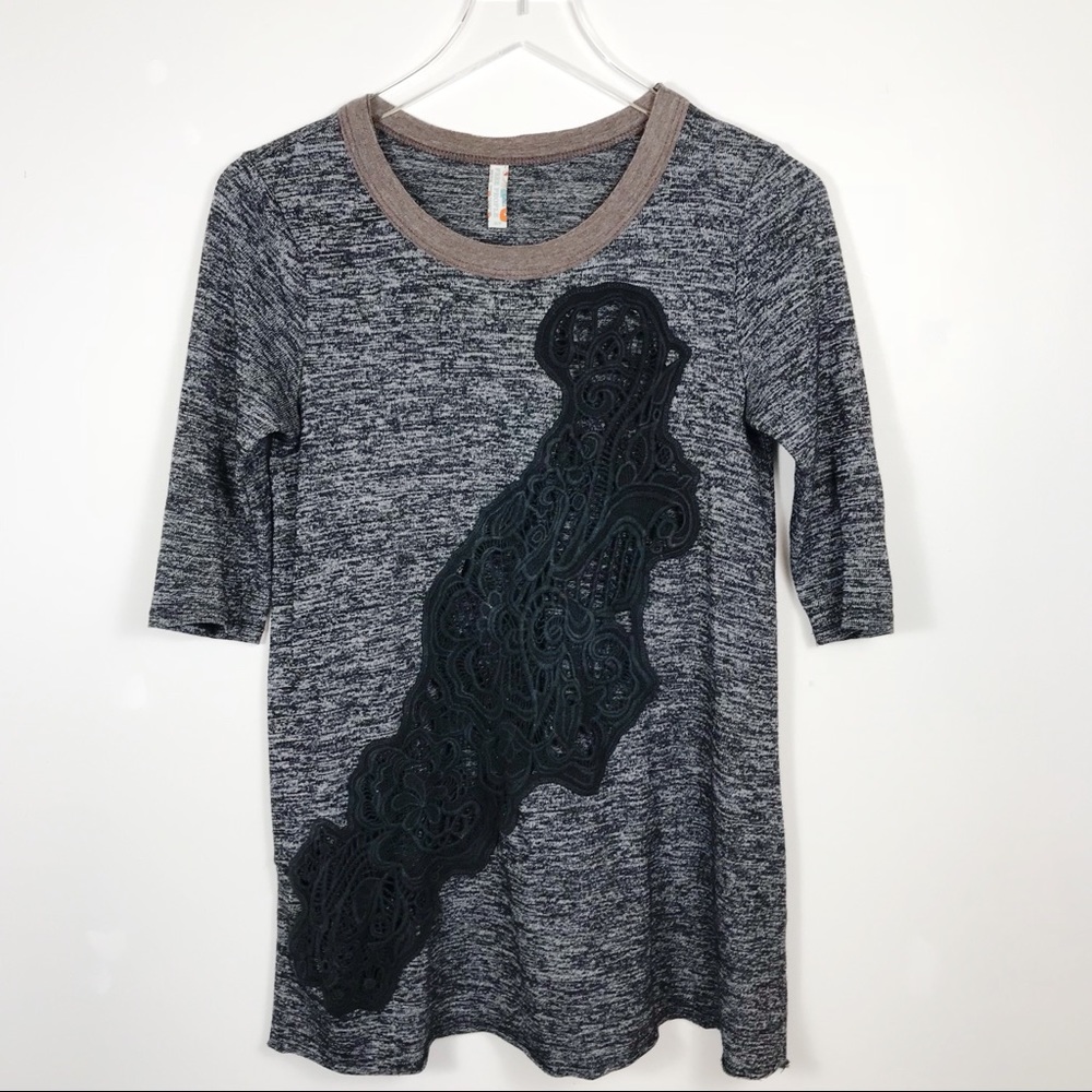FREE PEOPLE | Knit Top with Crochet Detailing